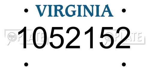 1052152 Virginia License Plate