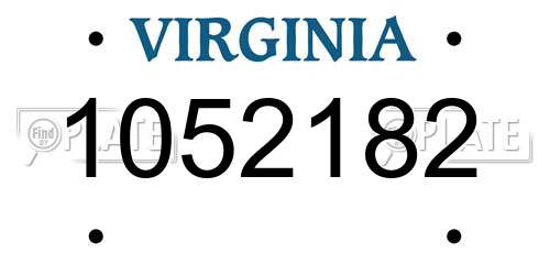 1052182 Virginia License Plate
