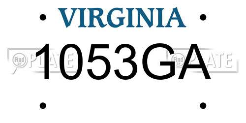 1053GA Virginia License Plate