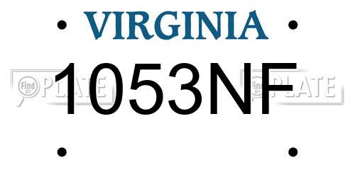 1053NF Virginia License Plate