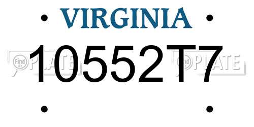 10552T7 Virginia License Plate