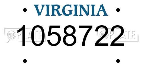 1058722 Virginia License Plate