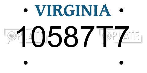 10587T7 Virginia License Plate