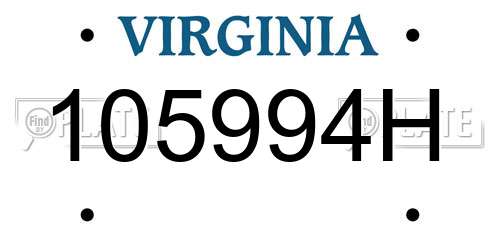 105994H Virginia License Plate