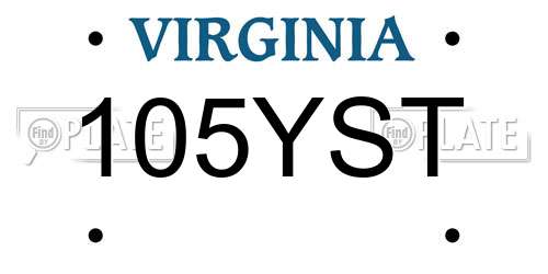 105YST Virginia License Plate