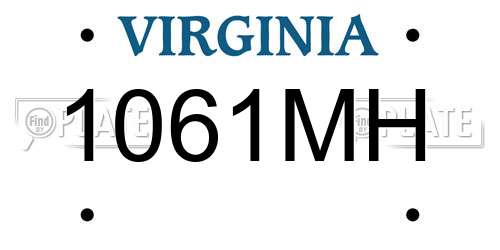 1061MH Virginia License Plate