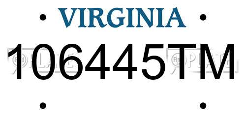 106445TM Virginia License Plate