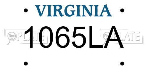 1065LA Virginia License Plate