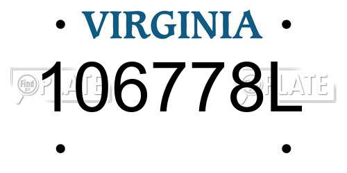 106778L Virginia License Plate