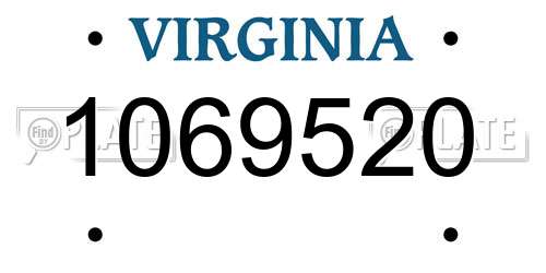 1069520 Virginia License Plate