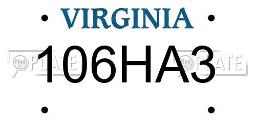 106HA3 Virginia License Plate