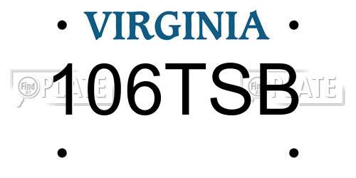 106TSB Virginia License Plate