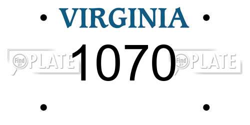 1070 Virginia License Plate