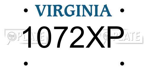 1072XP Virginia License Plate