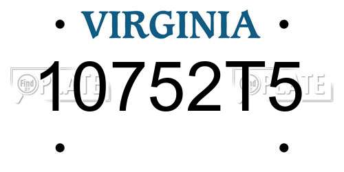 10752T5 Virginia License Plate
