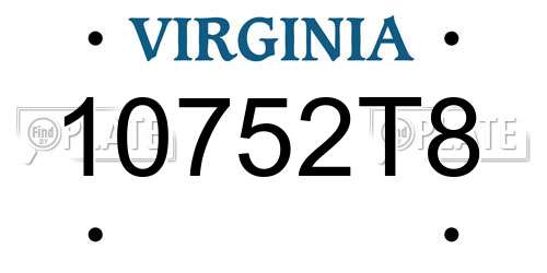 10752T8 Virginia License Plate