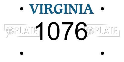 1076 Virginia License Plate