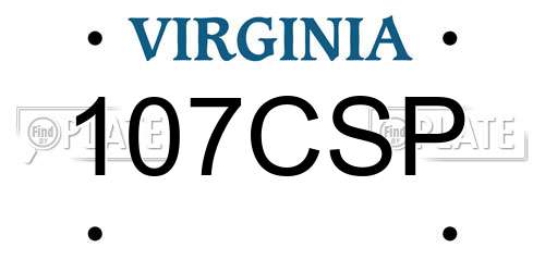 107CSP Virginia License Plate