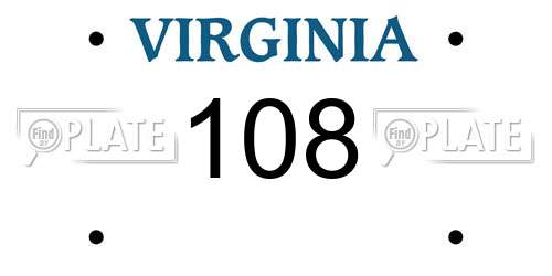 108 Virginia License Plate