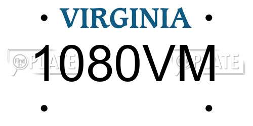 1080VM Virginia License Plate