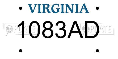 1083AD Virginia License Plate