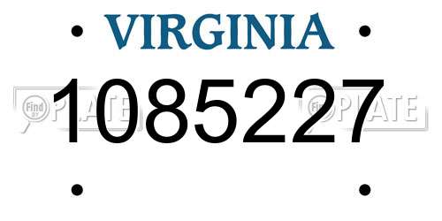 1085227 Virginia License Plate