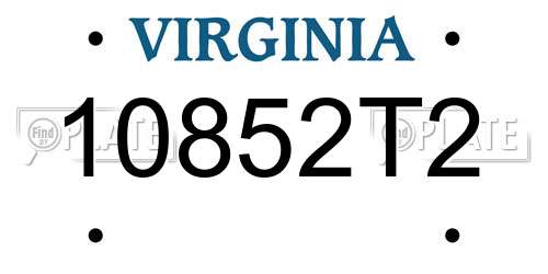 10852T2 Virginia License Plate