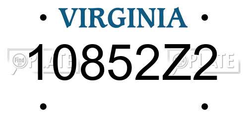 10852Z2 Virginia License Plate