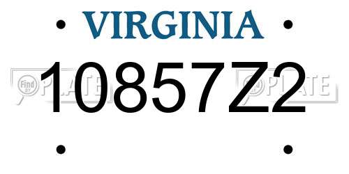 10857Z2 Virginia License Plate