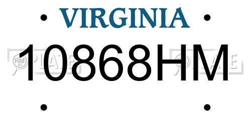 10868HM Virginia License Plate