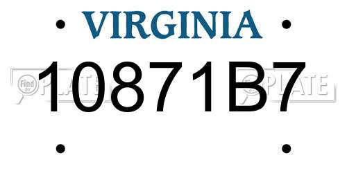 10871B7 Virginia License Plate