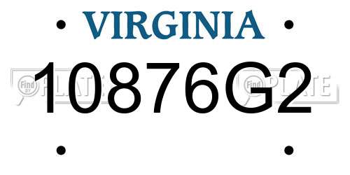 10876G2 Virginia License Plate