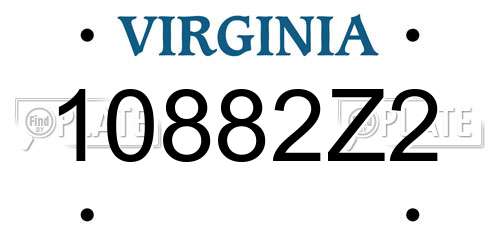 10882Z2 Virginia License Plate
