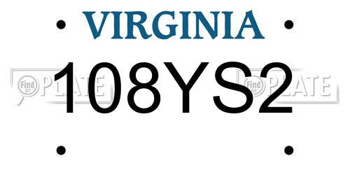 108YS2 Virginia License Plate