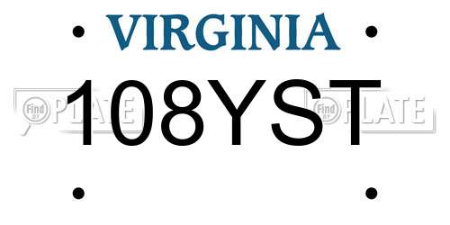 108YST Virginia License Plate
