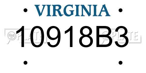 10918B3 Virginia License Plate
