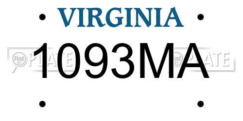 1093MA Virginia License Plate