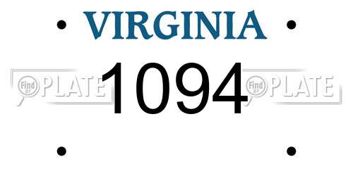 1094 Virginia License Plate