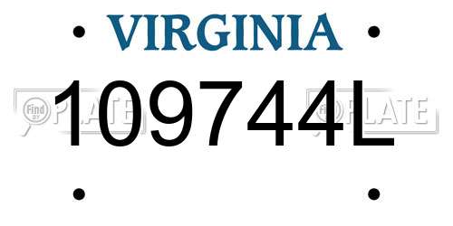 109744L Virginia License Plate