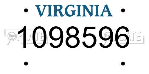 1098596 Virginia License Plate