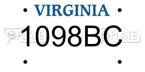 1098BC Virginia License Plate