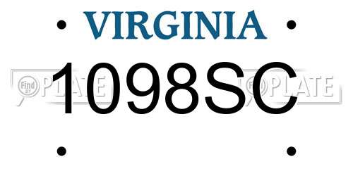 1098SC Virginia License Plate