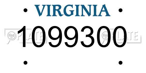 1099300 Virginia License Plate