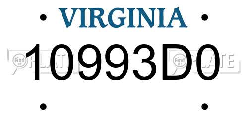 10993D0 Virginia License Plate