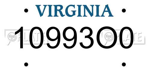 10993O0 Virginia License Plate