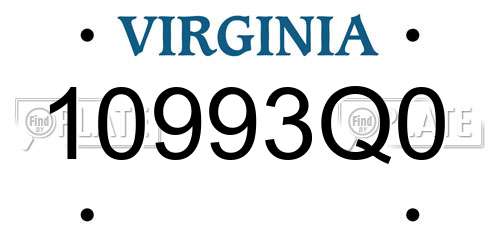 10993Q0 Virginia License Plate