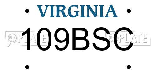 109BSC Virginia License Plate