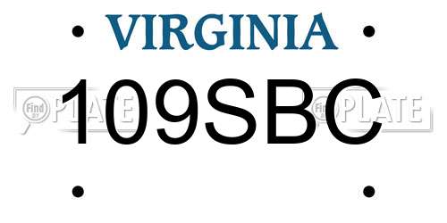 109SBC Virginia License Plate