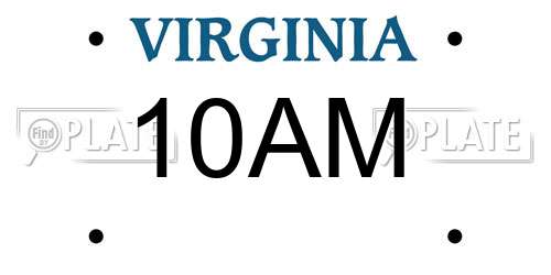 10AM Virginia License Plate
