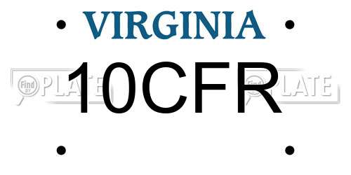 10CFR Virginia License Plate